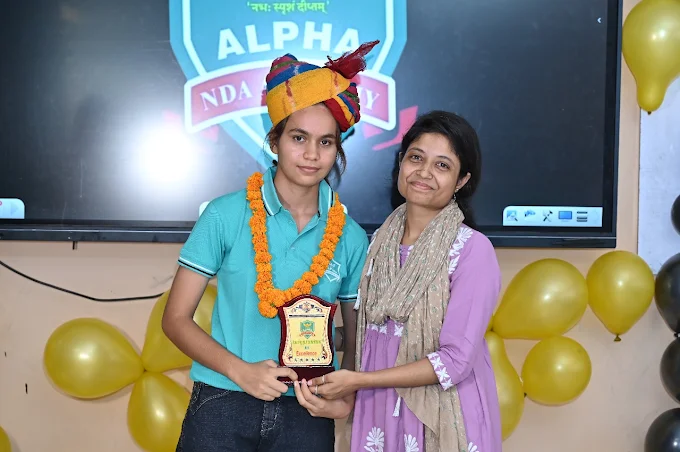 Alpha NDA Academy students receiving medals in Sikar